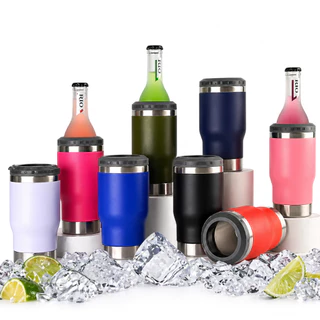 Copo Térmico Inox 5 em 1 450ml Porta Lata Long Neck com Abridor Parede Dupla Vácuo Gelado