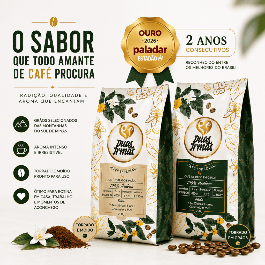 Café Torrado Moído Grãos Café Especial Bourbon 250g Duas Irmãs