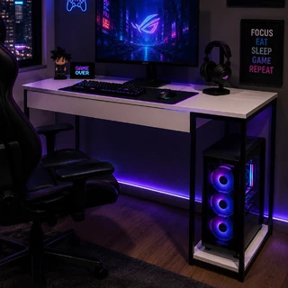 Mesa Gamer Com Suporte Para CPU Home Office Escrivaninha Industrial Quarto Notebook