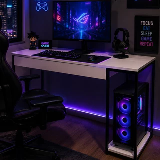 Escrivaninha Gamer Mesa Gamer Para Computador Home Office Com Suporte Para CPU E Prateleira Lateral - Gobi Brasil