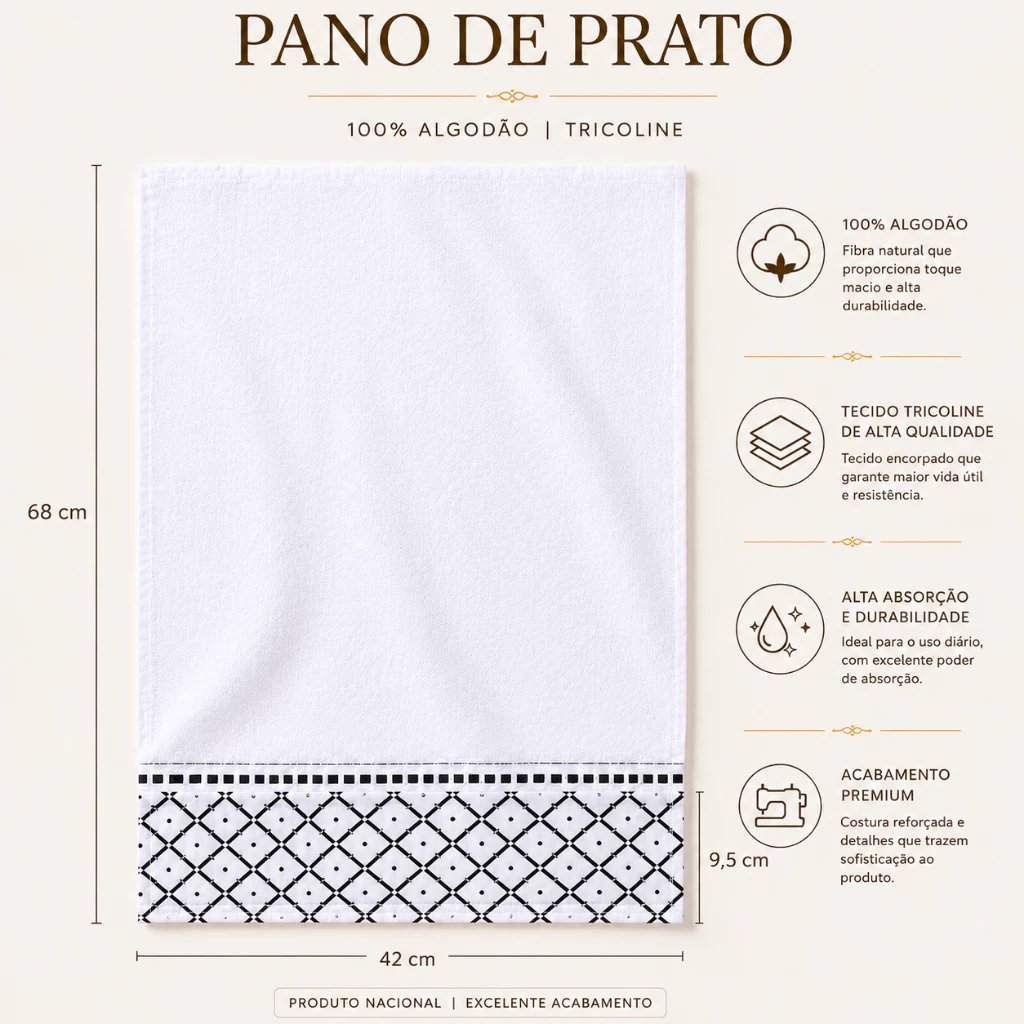 Pano De Prato Barrado Minimalista Atacado 5 Pçs - Imagem 2