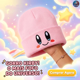 Gorro Kirby Bordado Touca Inverno Quente Unissex Elástica Estilo Hip Hop Cartoon Unissex - Presente