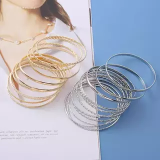 Kit 9 Pulseiras Femininas Aço Inox, Hipoalergênico, Não Desbota, Ouro Minimalista Pode dardepresente