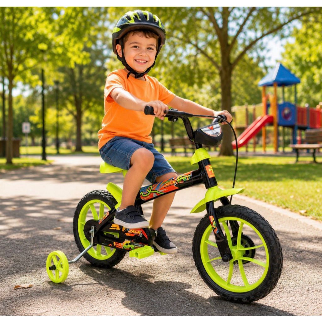 Bicicleta Infantil Aro 12 Verden Completa com Rodinhas Cestinha e Rodinhas e Ideal para Cr...