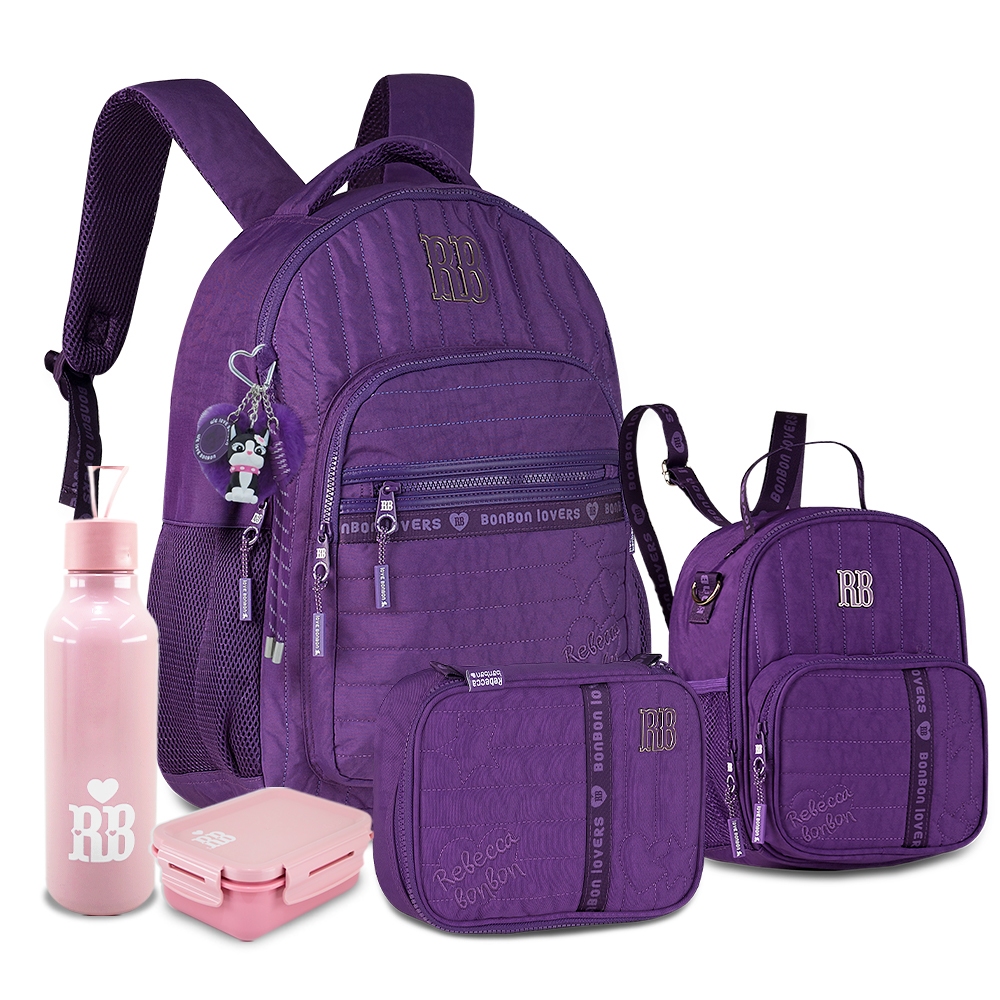 Kit Mochila Rebecca Bonbon Escolar Clio 2026 Soft Estojo Box 36