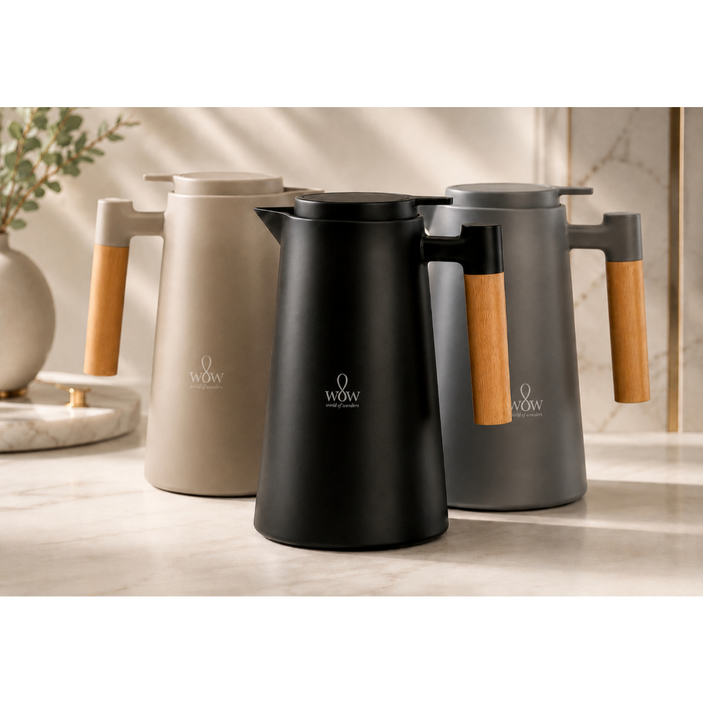 Garrafa Térmica Cabo Madeira Para Café 1L