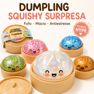 Squishy Bolinho Baozi Glitter Caixa Misteriosa Brinquedo Antiestresse Sensorial Kawaii