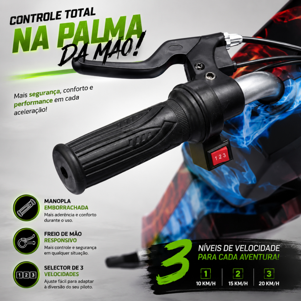 Mini Moto Elétrica Drift Infantil 350W Roda LED 8 Pol Até 20km 3