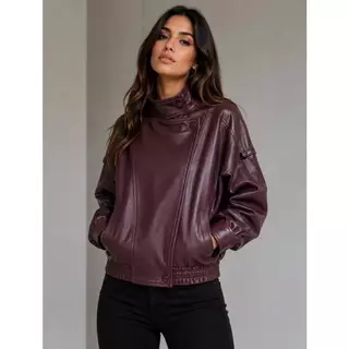 Jaqueta Zar Oversized Gola Alta Couro PU - Estilo e Conforto