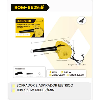 Soprador Elétrico Folhas E Resíduos 950W BOMVINK