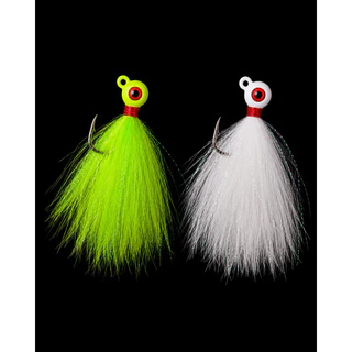 Kit com 2 micro jigs de 6g, 8g ou 10g para tucunaré com pelo sintético – anzol 6/0 Marine Sports – Jigs Tio Lelias