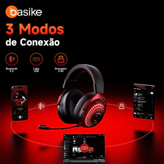 Kivee X Basike Sem fio Headset gamer Fone Bluetooth Com Microfone Com 2.4G Adaptador Original FON316A
