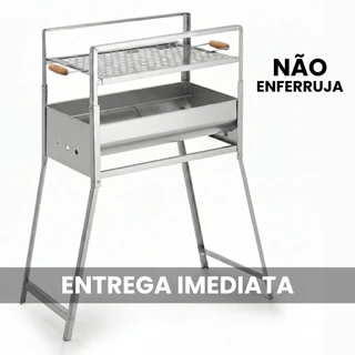 Churrasqueira Portátil A Carvão Galvanizada Carnes Peixes Linguiça Frango Churrasco Espetinho