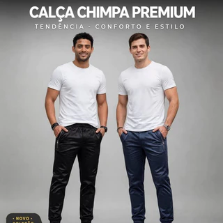 Combo 2 Calças Chimpa Premium Flanelada Bolsos Com Ziper