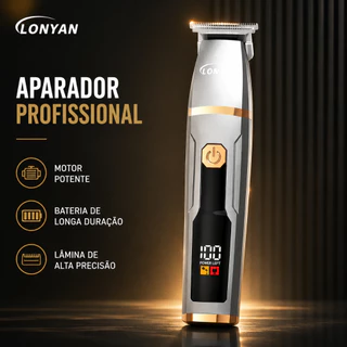 Máquina de Cortar Cabelo Elétrica Bivolt Sem Fio 1200mAh Lâmina de Aço Carbono Impermeável e Silencioso Recarregável