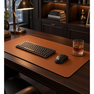 Mousepad grande 90x40 + Porta Copos Couro Sintético Costurado