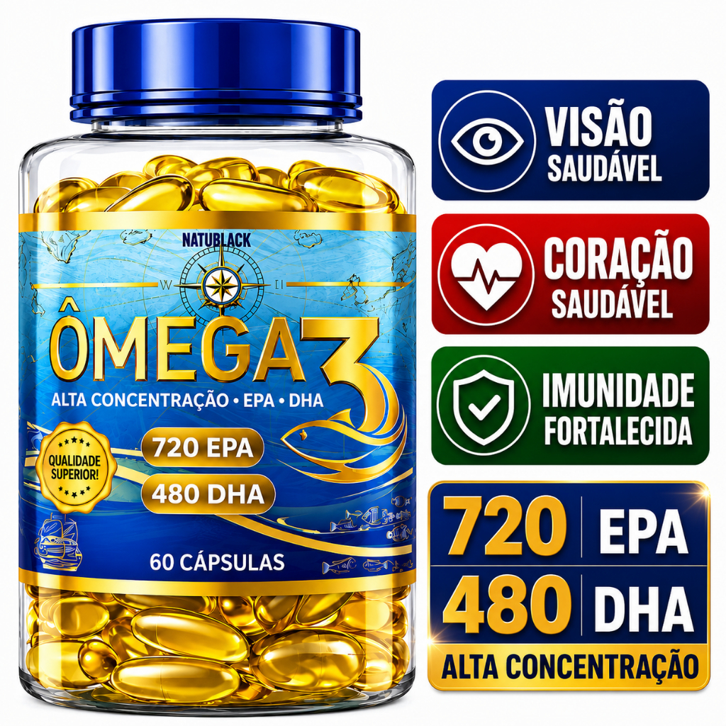 Omega 3 Original Puro 1400 mg Premium Alta Concentração de DPA e DHA Alta Pureza