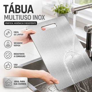 Tábua de Corte Profissional em Aço Inoxidável 304, Antimofo e Antibacteriano, Ferramenta de Cozinha