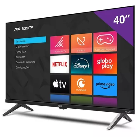 Smart TV AOC 40 Full HD 40S5045 78G ROKU Conexão Wi Fi