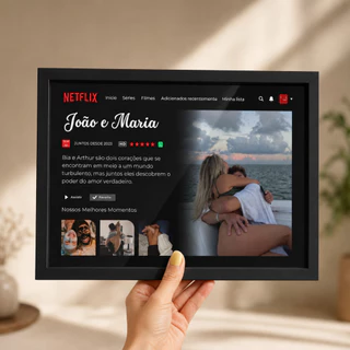 Quadro Filme e Foto Personalizado Namorix Casal Dia dos Namorados com Suas Fotos Presente Moldura e Vidro