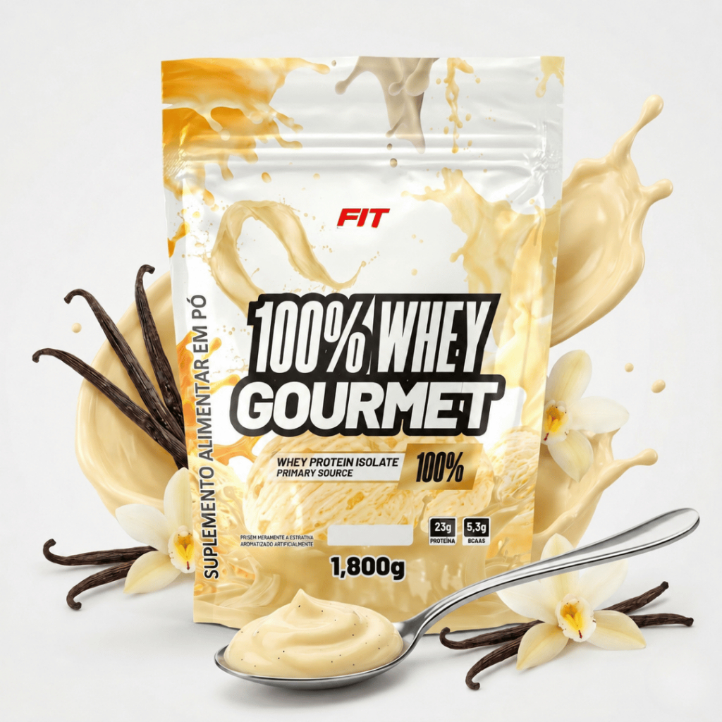 100% Whey Protein 1,8kg Refil Gourmet Concentrado e Isolado 23g Proteína