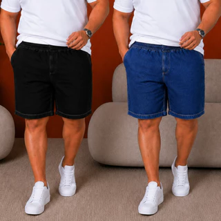 Kit 2 Bermudas Jogger Masculinas Plus Size Jeans C\ Lycra