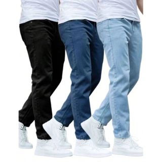 Kit com 3,2 e 1 Calça Jeans Masculina Premium Skinny Corte tradicional Basico com Lycra