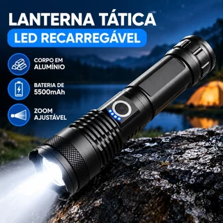 Lanterna Tática LED X80 XHP50 1500LM Recarregável 5000mAh 26650 com Zoom Ajustável USB para Camping