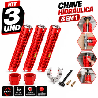 Kit Chave Hidráulica 8 em 1 Profissional Ferramenta Multifuncional - Pia Torneira Cano Instalação Fácil