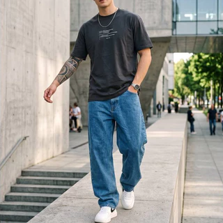 Calça Jeans Larga Baggy Oversized Masculina Estilo Urbano