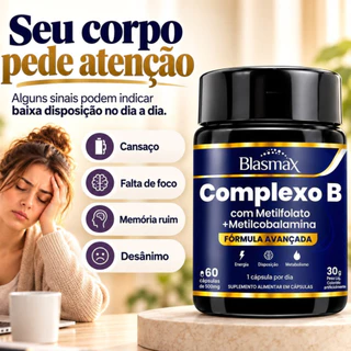 Complexo B Vitaminas B6 B9 B12 Forma Ativa Metilfolato Metilcobalamina 60 Cápsulas Envio Imediato