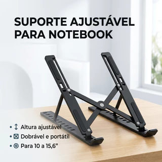 Suporte Para Notebook Ajustável Dobrável Ergonômico Em ABS Melhore a Postura