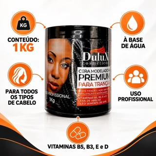 Cera Modeladora Para Tranças Dulux 1kg Forte Fixação Efeito Brilho Baby Hair Penteado Profissional
