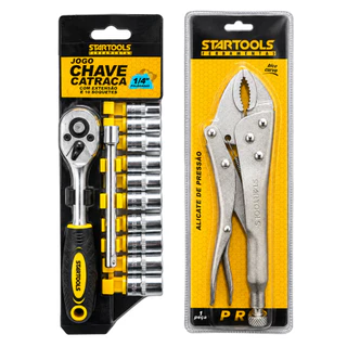 Kit Chave Catraca 1/4 10 Soquetes + Alicate de Pressão
