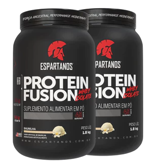 Kit 2x Protein Fusion Whey Protein Isolado 1800g Espartanos - Suplementos Massa Muscular - Direto da Fábrica