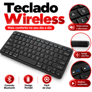 Teclado Wireless Bluetooth Ergonômico Macio Portátil Eletromex