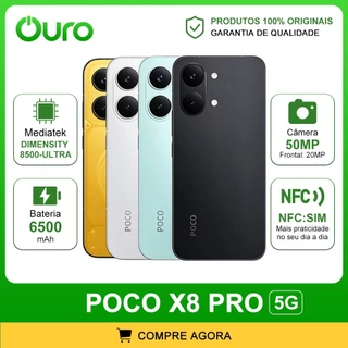 Xiaomi Poco X8 PRO 5G, Versão Global, Câmera 50MP, MediaTek Dimensity 8500-Ultra, Bateria 6500mAh