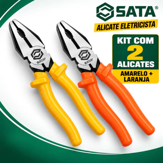 Kit Alicate Eletricista Amarelo e Universal Laranja SATA Belzer