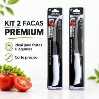 Kit 2 Facas cozinha frutas tomate faca aço inox legumes profissional premium cozinha