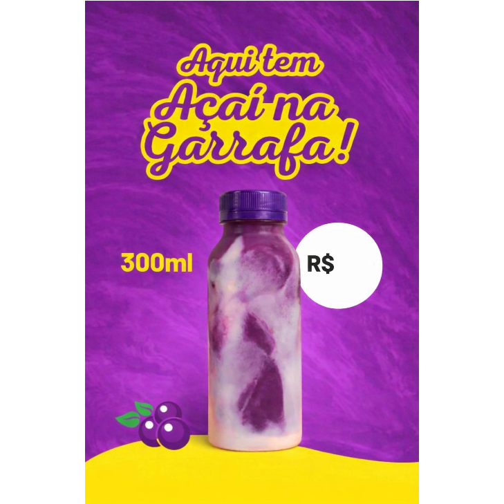 BANNER 45X60 CM I AQUI TEM AÇAI NA GARRAFA 300ML I PREÇO EDITAVEL ...