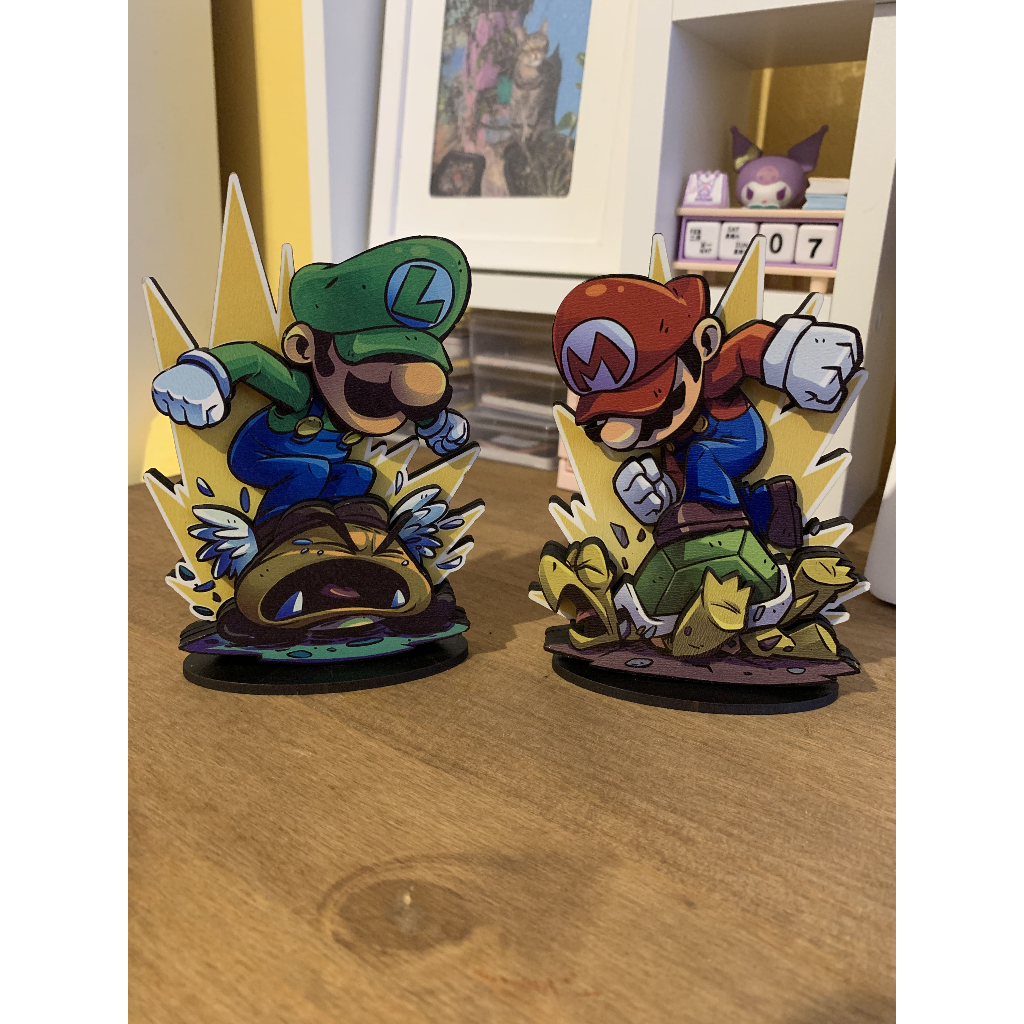 Super Mário 2 miniaturas Luigi e Mario em MDF em Oferta na Shopee