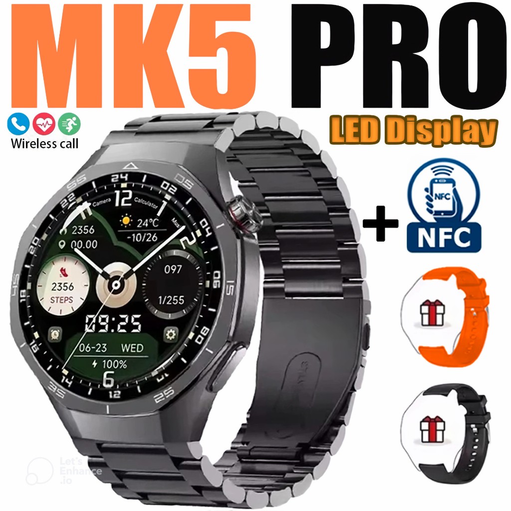 2026 MK5 Pro GPS NFC Relógio Inteligente Masculino HD Tela AMOLED