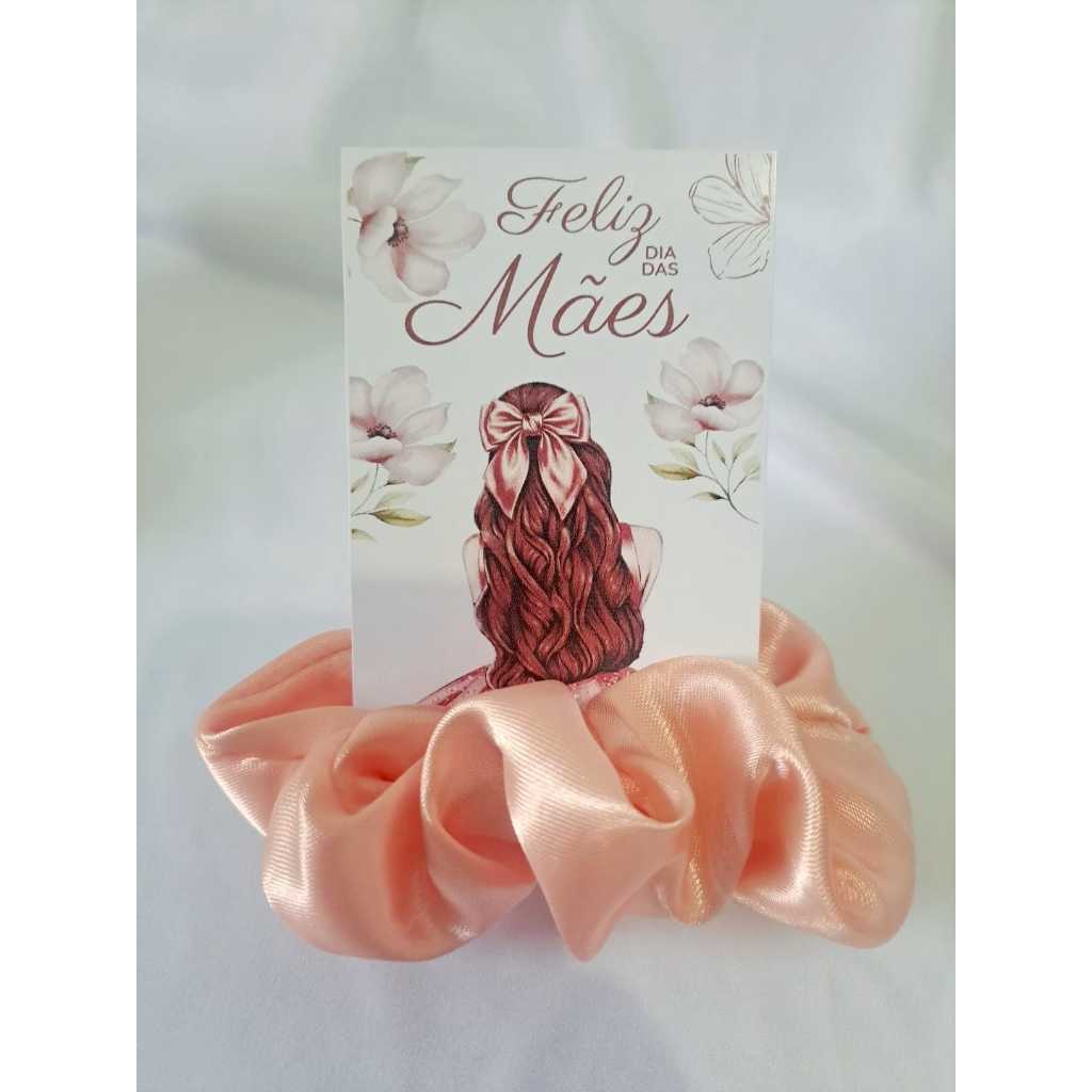 Kit 20|50|100 Xuxinhas de Cetim Scrunchie lembrancinha presente Dia das Mães, Não Marca o Cabelo antifrizz, tag decorada em Oferta na Shopee