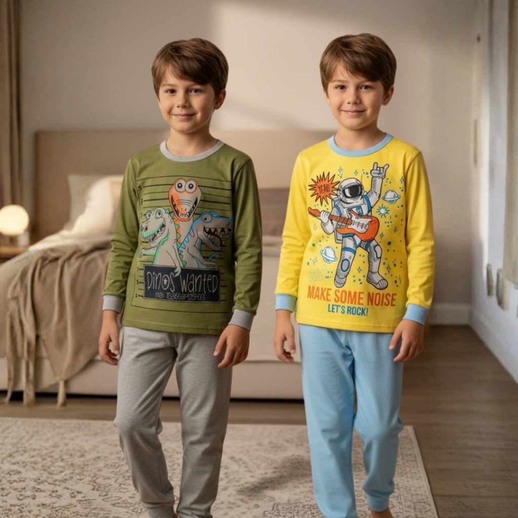Kit Pijama Infantil Menino Manga Longa | Roupa de Dormi 100% Algodão | Pijama Juvenil Tamanho 1 ao 14 anos em Oferta na Shopee