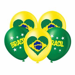 Bexiga Estampada Brasil Copa do Mundo - verde e amarelo - 8 Polegadas - Pacote com 20un em Oferta na Shopee