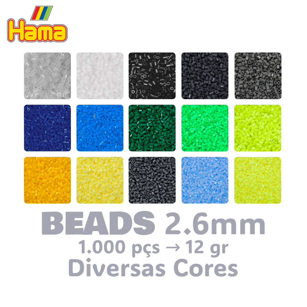 Hama Perler Beads 2.6mm 1000 peças - Cores Diversas | Shopee Brasil
