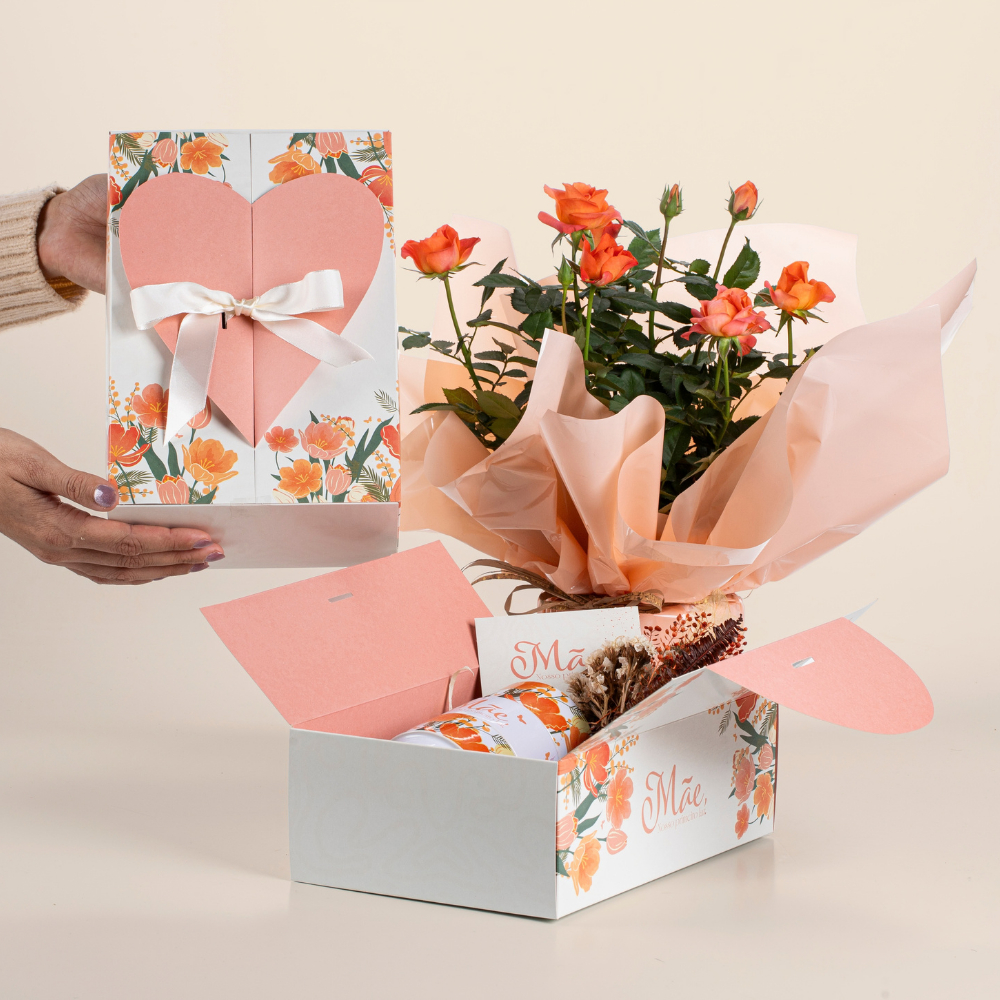 Embalagem Dia das Mães -  Caixa Coração Para Flores, Cestas e Presentes (05 unidades) em Oferta na Shopee