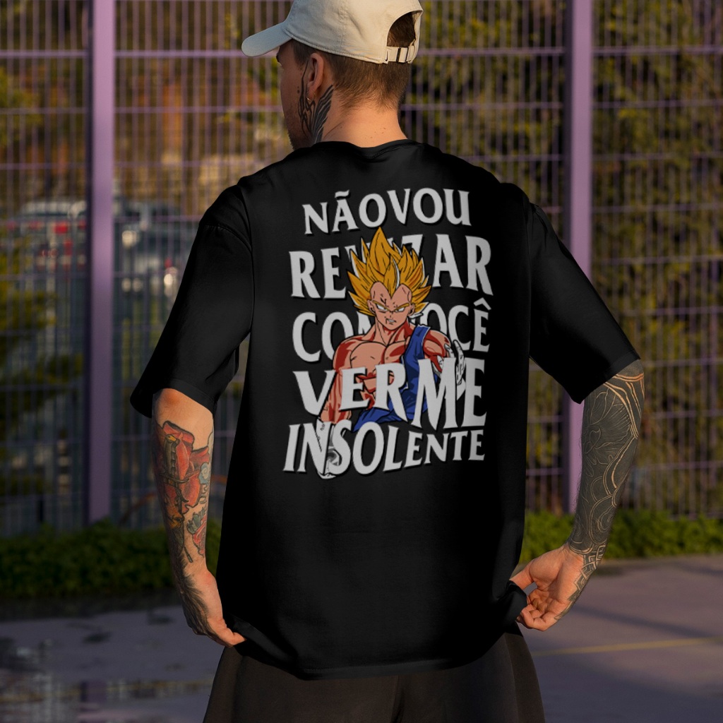 Camiseta Oversized Treino Academia CrossFit Dragon Ball Vegeta Não