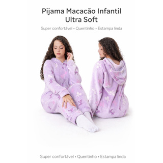 Pijama  Macacão infantil  de inverno com Capuz –Ultra  Soft Peludinho Super Quentinho em Oferta na Shopee
