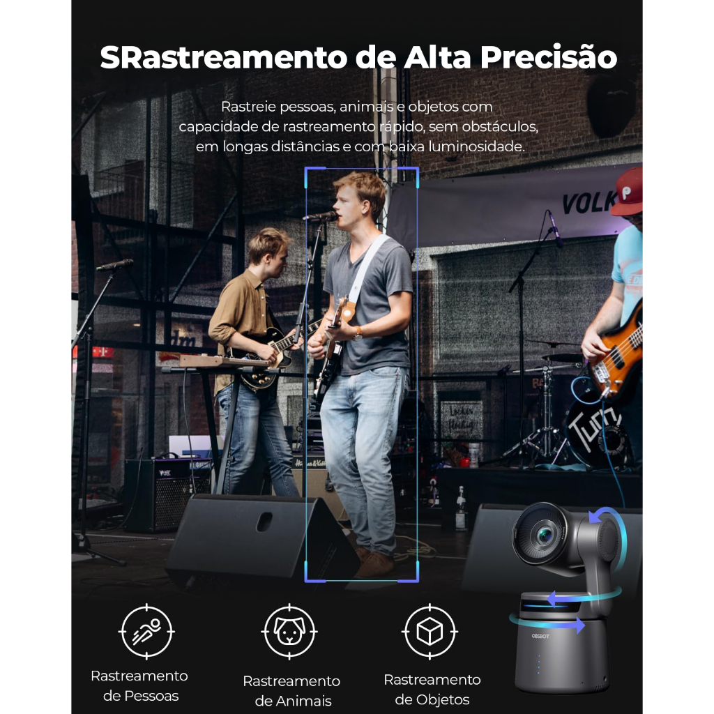 OBSBOT Tail Air 4k Webcam 60fps Ai Tracking Câmera Adequado para